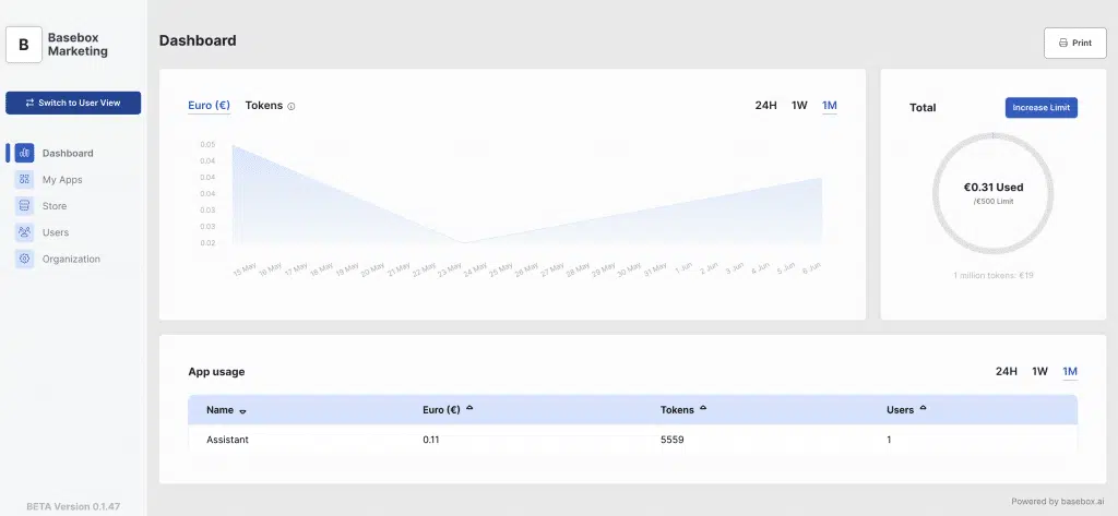 basebox AI Dashboard Kosten